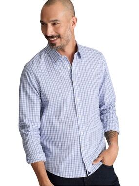 UNTUCKit Blue Navy & White Check Durif Wrinkle Free Long Sleeve Dress Shirt